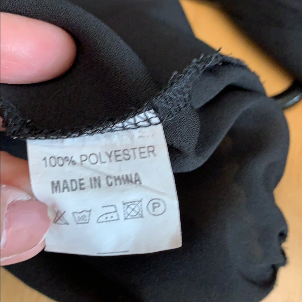 Black L/S sheer front wrapped top - Picture 7 of 8